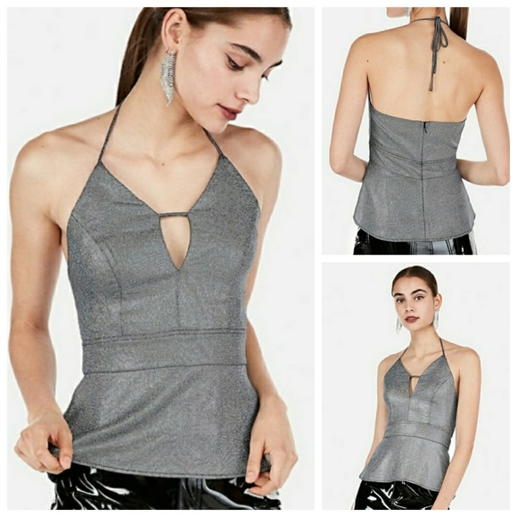 Express Tops - NWT Women's Size 10 Metallic Peplum Halter Top